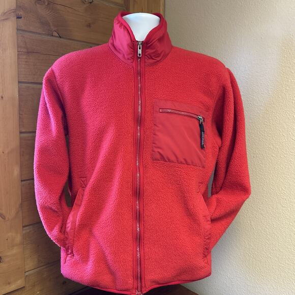 Vintage Patagonia Small retro pile full zip fleece jacket Red made in USA - Picture 1 of 8